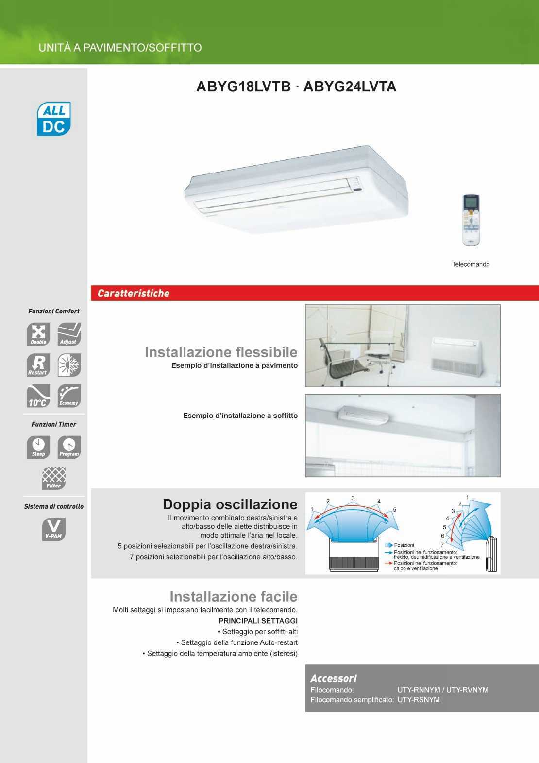 Fujitsu Climatizzatore Mono Split Pavimento Soffitto Lv 24000 Btu 7389